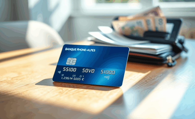 Image illustrant la carte de crédit de la Banque Rhône-Alpes avec une limite de 5000 €.